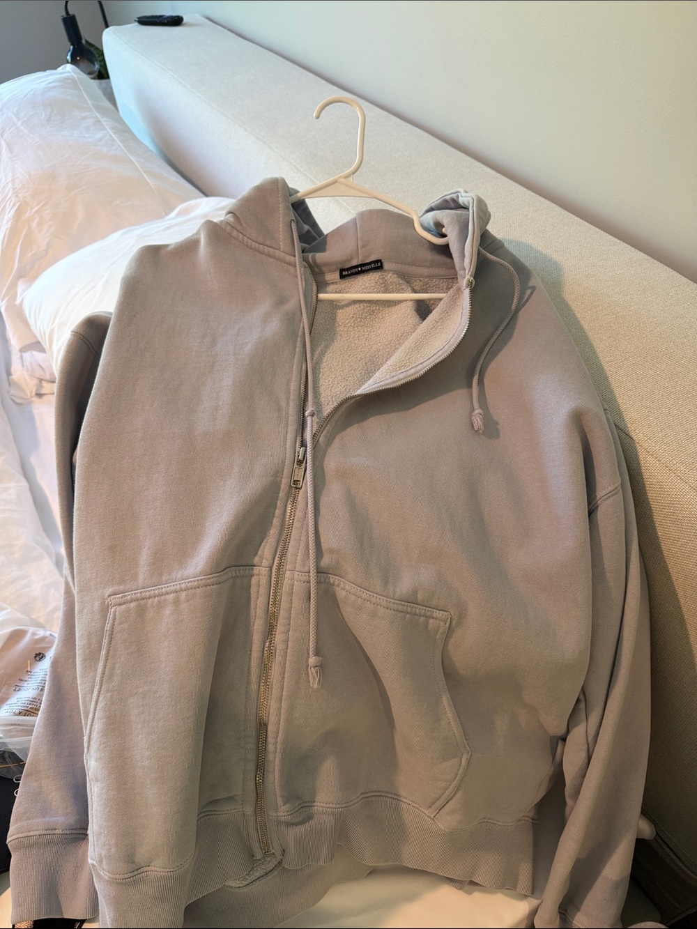 Brandy Melville Light Purple Zip-Up Hoodie - Picture 2 of 3